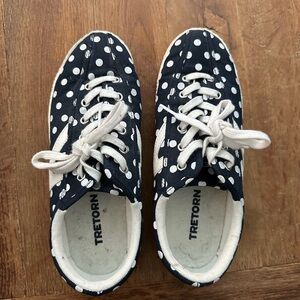 Tretorn Women's Sneakers - Navy with White Polka Dots - US 6.5 EU 37.5